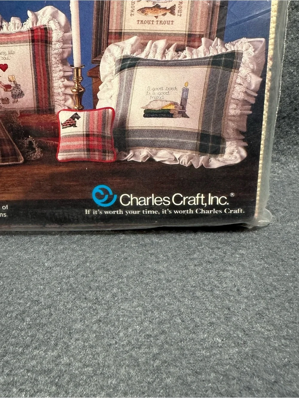 Vintage Tartan Plaid Cross Stitch Fabric - Cream and Red Tartan
